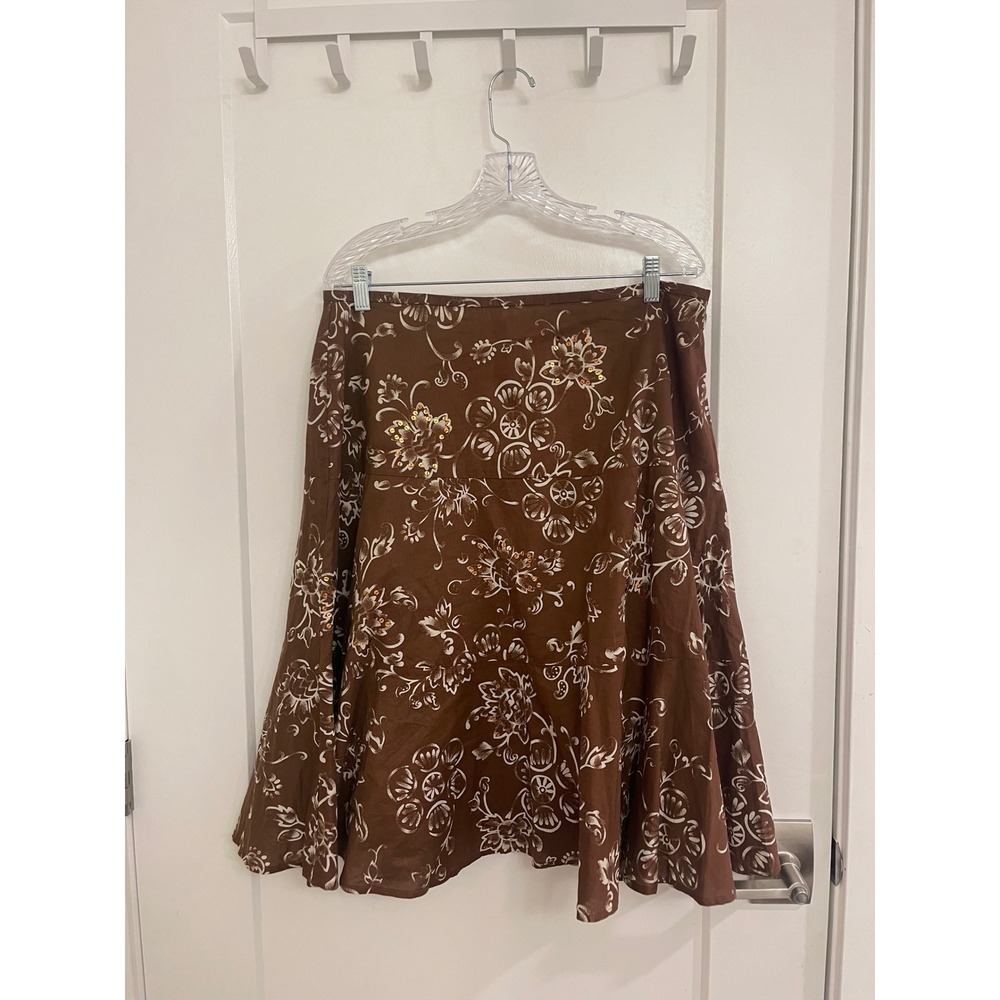 Vintage Y2K Fairycore Sequined Boho Midi Skirt Brown Whimseygoth